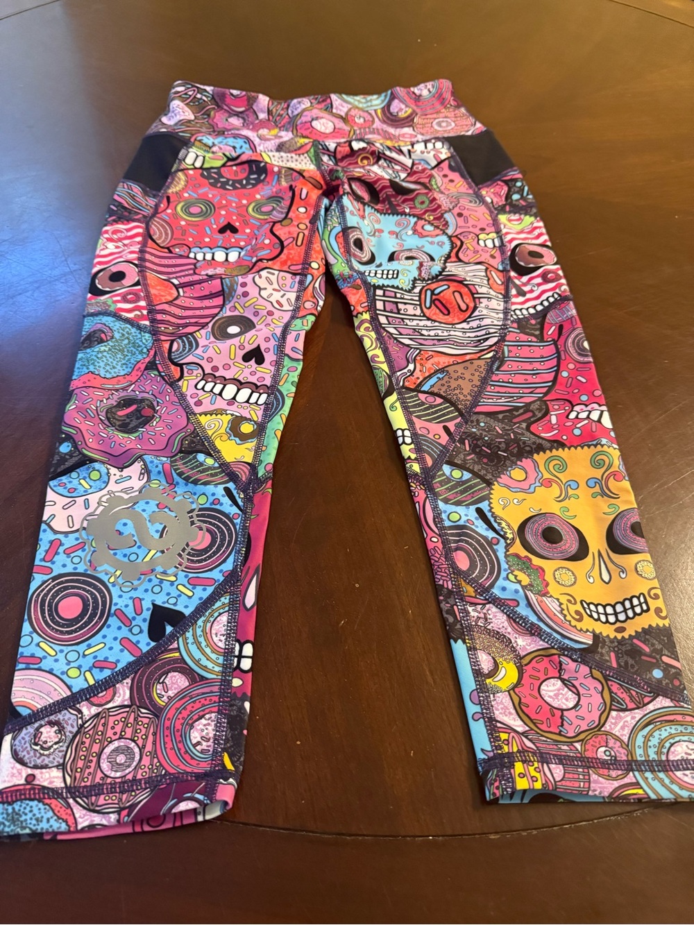Women’s Multicolor Skull & Donut Print Active Leggings